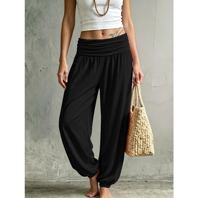 TIFICY Damesmode Casual Effen Kleur Print Hoge Taille Broek Broek & Capri's
