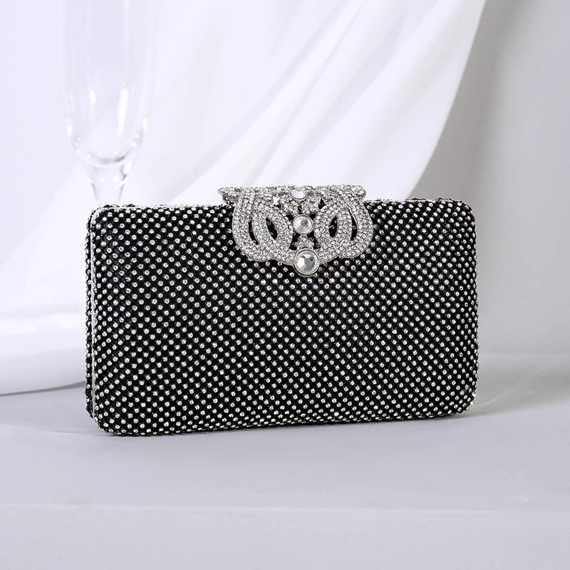 Full Rhinestone Square Clutch Chain Crossbody Bag Luxury Diamond Inlaid Evening Handbag For Bride Wedding Banquet Party