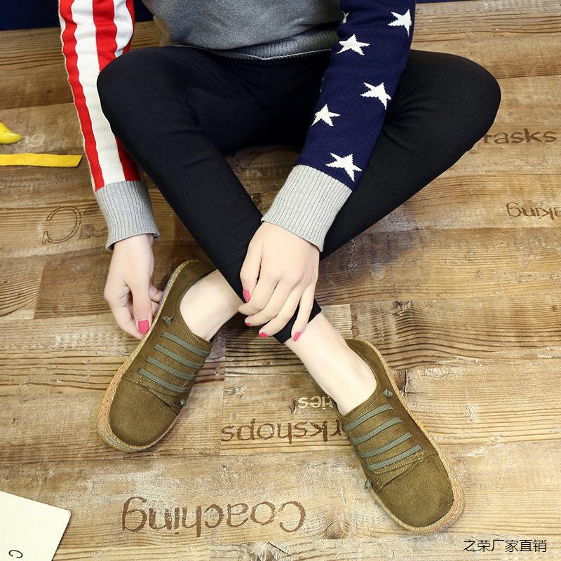 Large size shoes, student canvas shoes, new retro round head women's shoes, flat-soled versatile single shoes, lazy glory