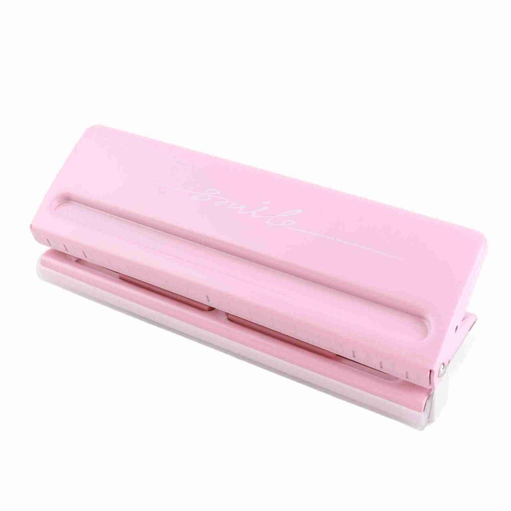 6 Hole Punch Pink Anti Slip Metal Structure Adjustable 6 Hole Spacing Paper Binding Planner Inserts Hole Punch