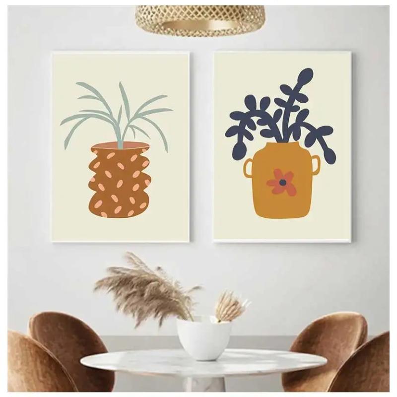 Boho Vase Teapot Flower Pot Plant Posters Prints Abstract Canvas Painting Nordic Wall Art Pictures Living Room Home Decor