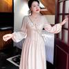 LC French Temperament Sweet Age-reducing Pink Dress Autumn and Winter New Thin Beautiful Coffee Break