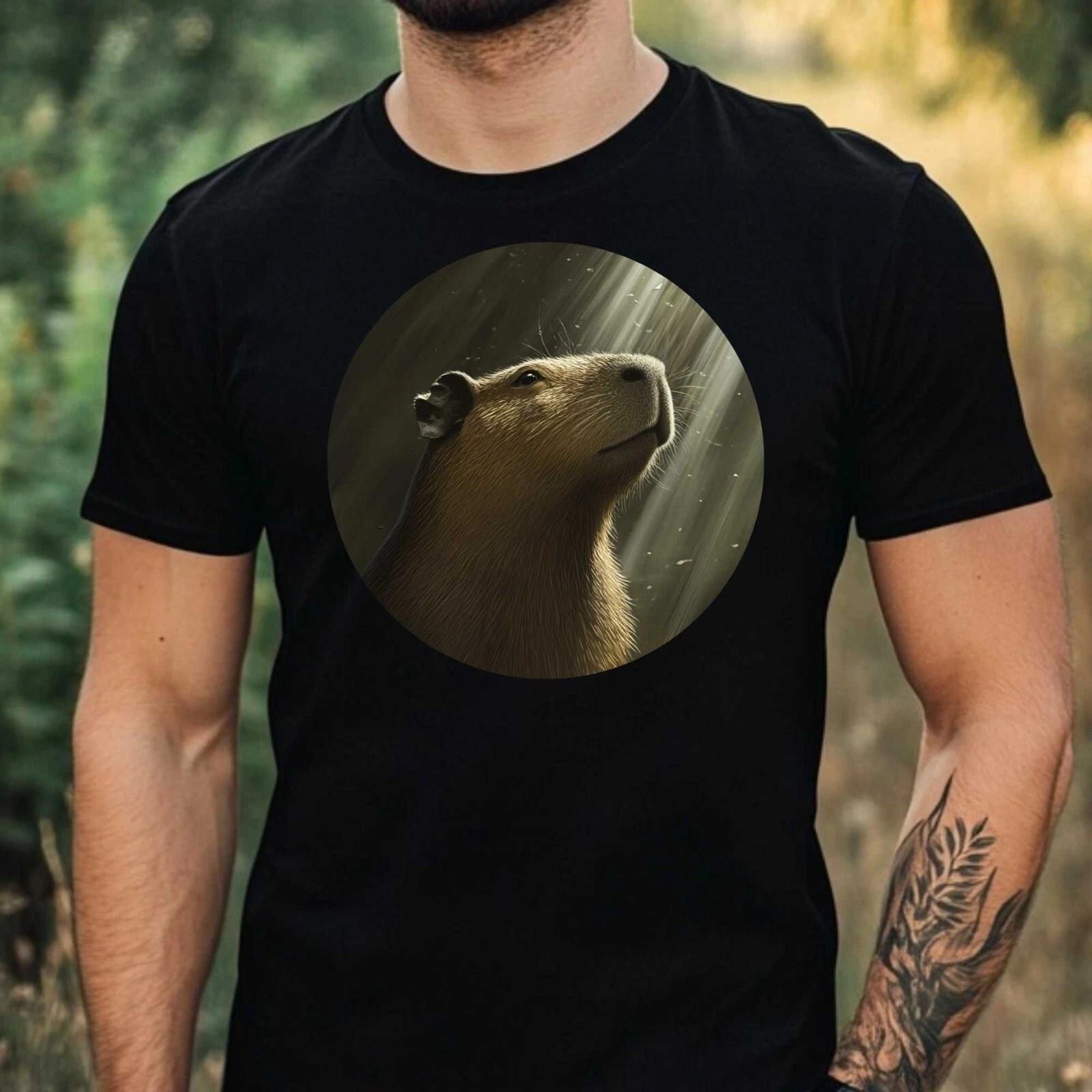T-Shirt Herren Capybara im Mondlicht Motiv Baumwolle Größe XS bis 5XL XXL