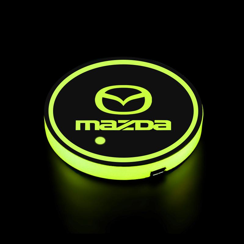 2pcs Car Water Cup Bottle Lamp Auto Holder Mat Pad Luminous Coaster For Mazda 3 Axela CX5 CX3 CX4 CX30 CX9 Atenza Demio RX7 RX-7 a2