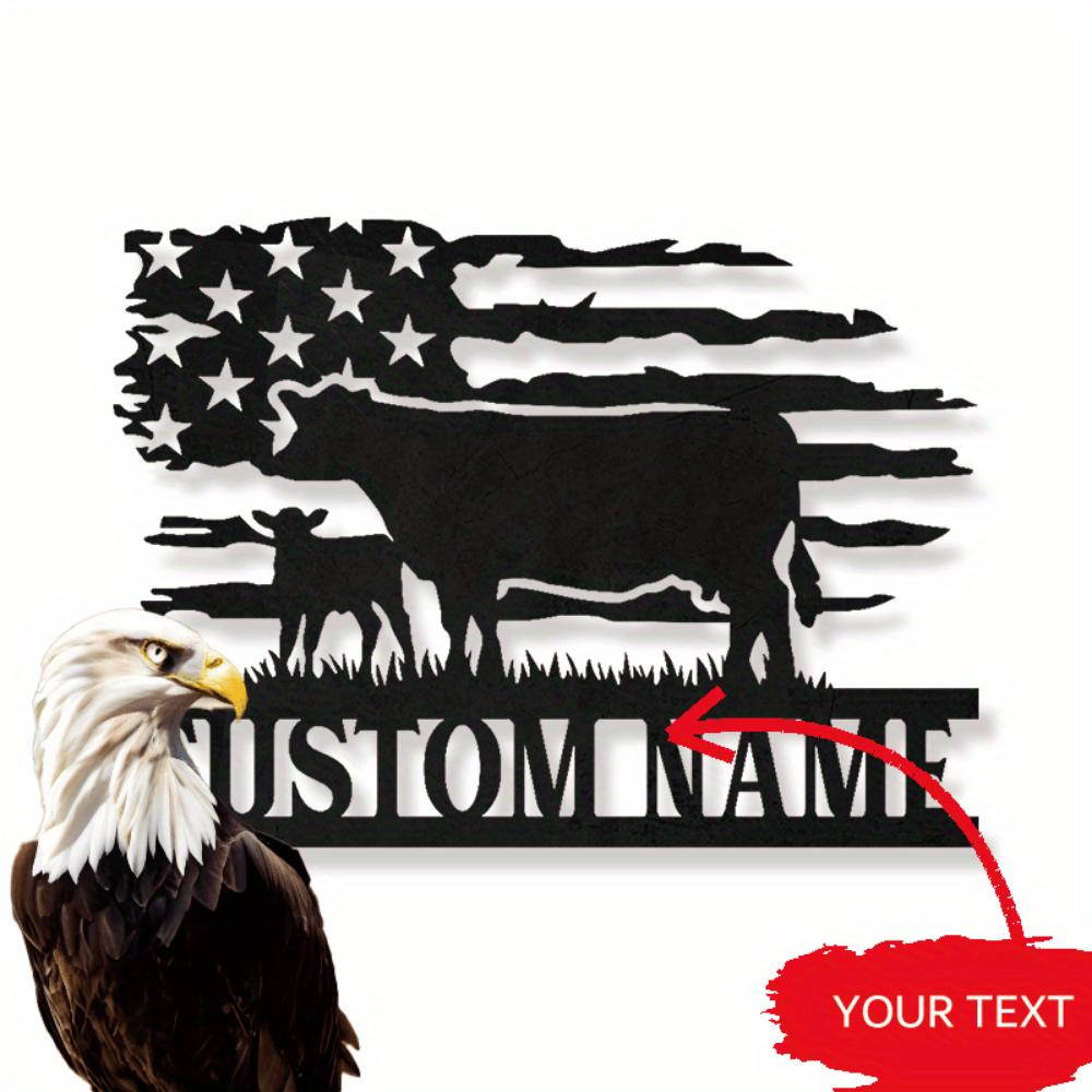 Metal Cow Wall Art US Flag Farmhouse Decor Barn Ranch Gift