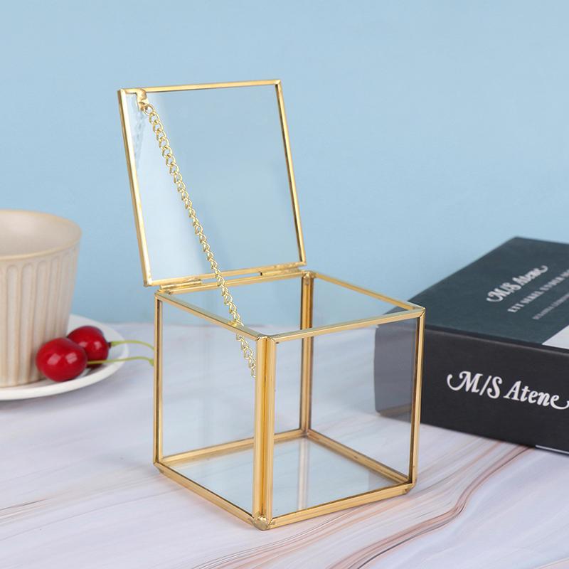 1 Stück Hochzeits Eheringbox Aufbewahrungsbox Glas Terrarium Schmuckschatulle Grün Glas Ringhalter Sukkulente Ringbox Hochzeit Glas