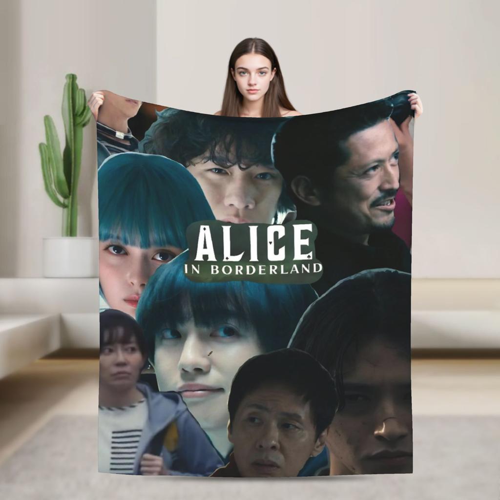 Alice In Borderlands Flannel Blanket Winter Warm Bedding Throws for Girls Boys Couch Chair Novelty Bedspread Sofa Bed Cover