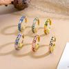 Bohemian-Style Colorful Enamel Flower Rings Classic Gold Plated Ring  Female