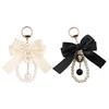 [PACKOVE] Set of 2 Large Bow Keychains with Faux Pearls, Bag Charms, Key Holders, and Car Pendants for Women, Approx. 5.51 X 4.72 X 0.79 Inches