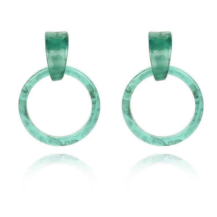 Earrings 2019 European and American new round geometric acrylic acetate earrings, green resin fashion earrings
