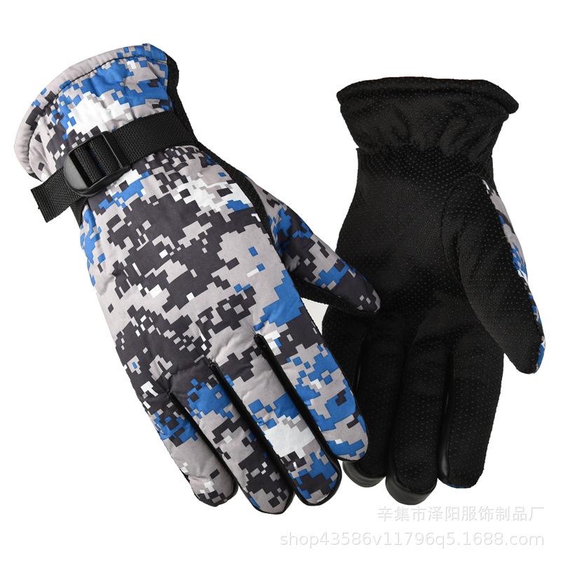 Gloves Winter Men's Camouflage Fleece Thickened Warm Cotton Ski Riding Mode