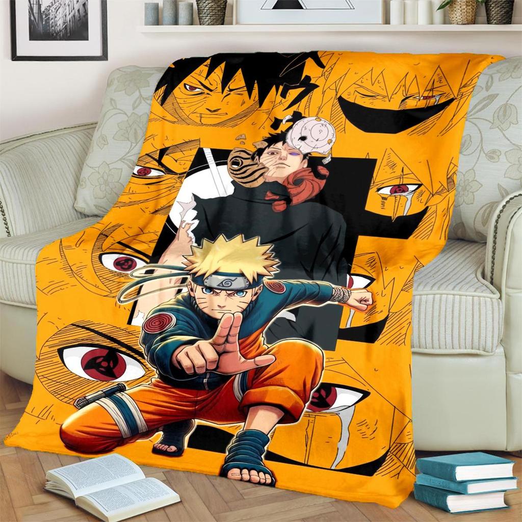 Anime-Naruto Print Blanket Warm Comfortable Flannel Blanket for Bedrooms, Sofas, Beds, Chairs, Picnics, Travel -LXR69