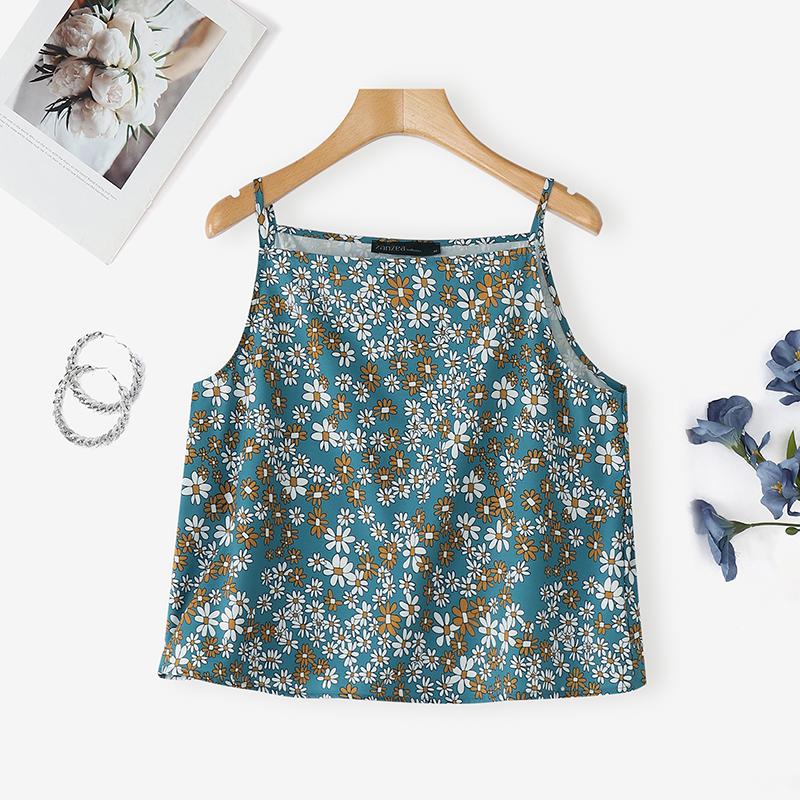 ZANZEA Women Summer Casual Floral Print Sleeveless Sling Camisoles