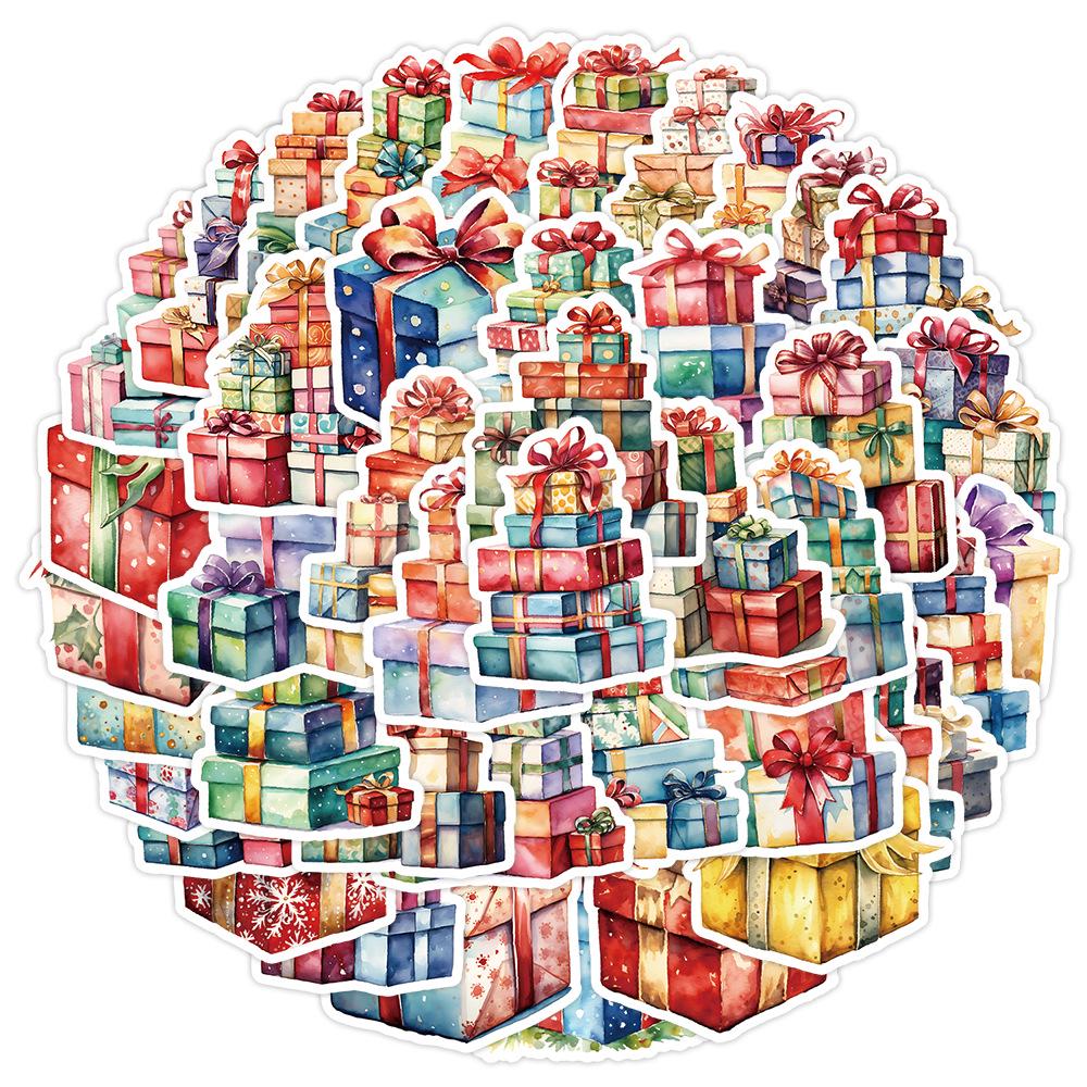 2024 Nordic Style Christmas Doodle Stickers - 50 Sheets for Water Bottles, Cups, and Children's DIY Decorations