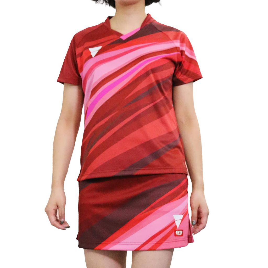 VICTAS Table Tennis Game Shirt JTTA Red Size 512112 V-OLGS236 Women's, Moisture-Wicking, Quick-Drying, Certified, (9000), 3XL,