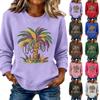 Women's Fashion  Printed Long Sleeve Loose Round Neck Sweatshirt Top