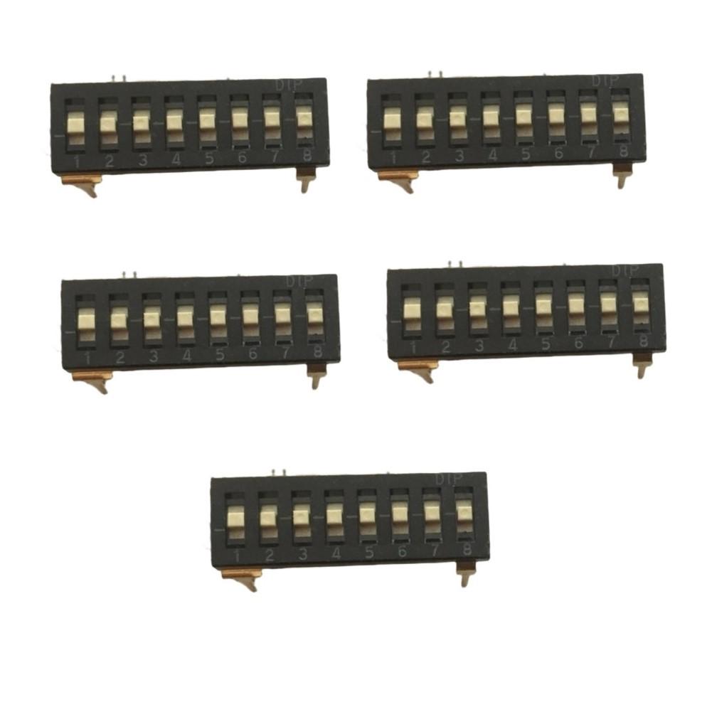 5 Stück 8-Bit DIP-Schalter 3-Positionen Klaviertastatur-Typ Schalter 2,54 mm Raster Schutzkontakte und Trennschalter