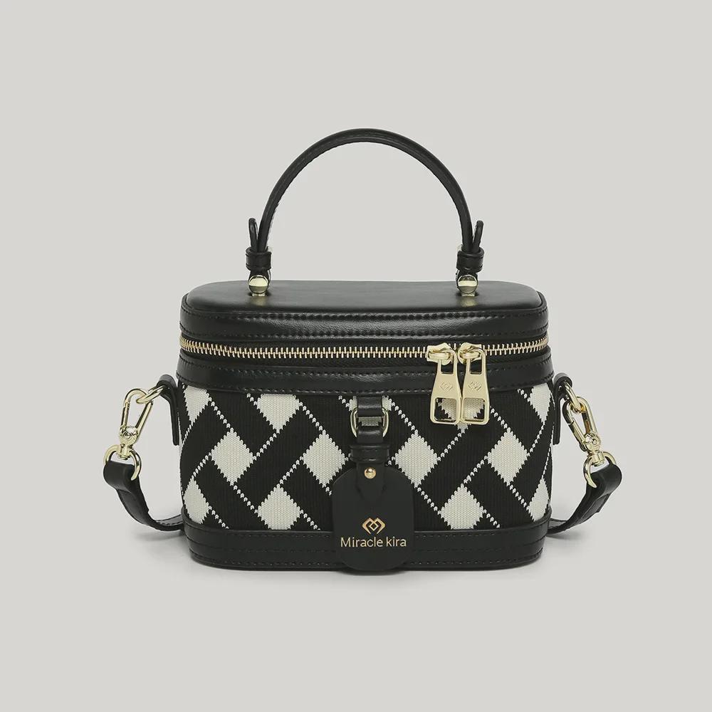 

Сумка-ведро контрастного цвета в стиле ретро 2024 года — женская летняя сумка через плечо и через плечо