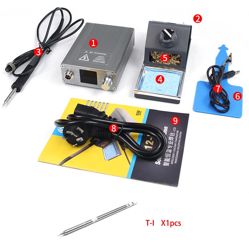 

OSS T12-X Plus Soldering Station electronic welding iron LED Digital display BGA Rework Station With Soldering Tips Welding tool коричневий