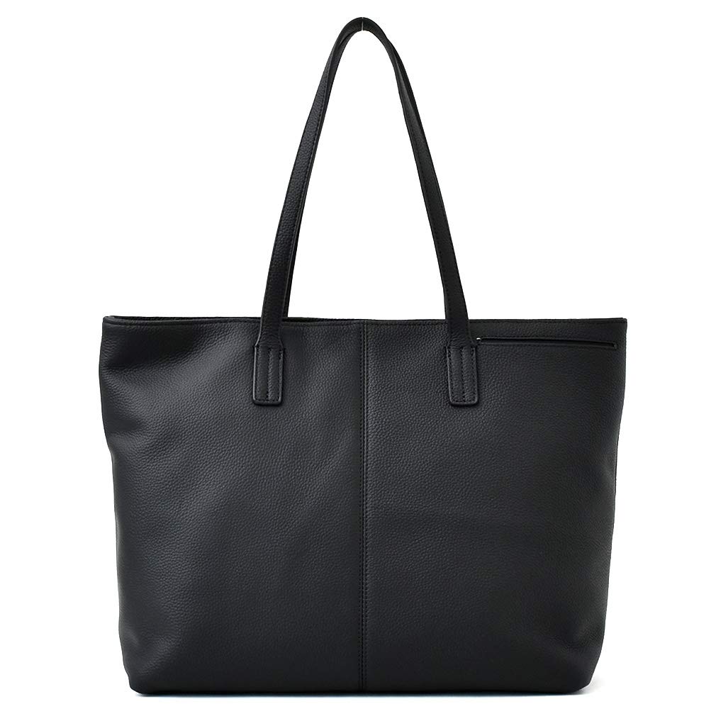 VITAFELICE Genuine Leather Business Tote Bag for Men, vinb-20c57n (Black)