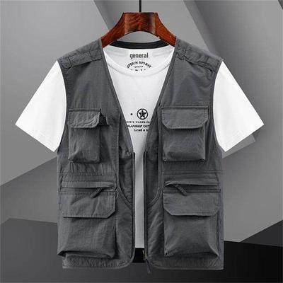 Gilet Estivo da Pesca Leggero da Uomo con Tasche Multiple per Esterno
