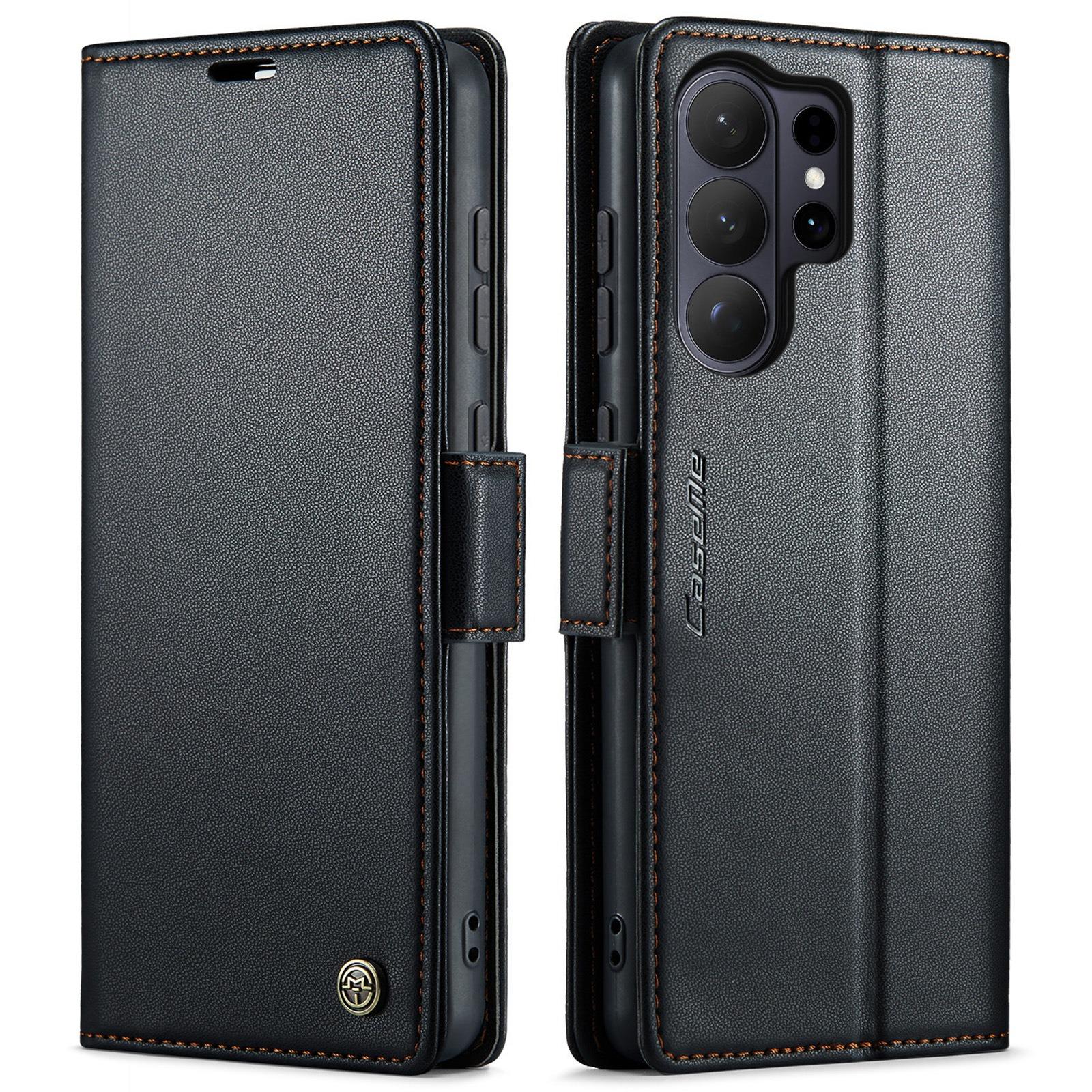 

Кожаный кошелек-книжка с отделениями для карт для Samsung Galaxy S26 Ultra S25 Edge S24 S23 S22 Plus FE Магнитная зарядка Защита от падений Чехол Galaxy S24 Ultra чёрный