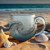 Handmade Sea Wave Glass Mug, Ocean Wave Glass Mug, Unique Sea-Inspired Drinking Vessel for Beach Lovers, Artistic Wave Design for Coffee and Drinks