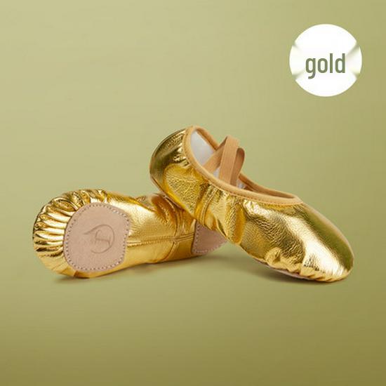 Children's Soft Sole PU Leather Dance Shoes, Women's Gold/Silver Yoga Ballet Shoes