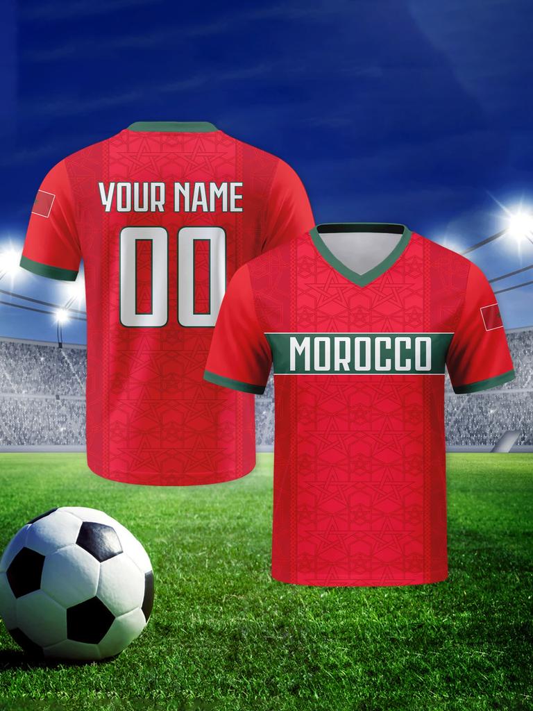 Wholesale Price Custom Name Factory Sale Personalized Morocco Football Jersey V-Neck Soccer National Team Shirt