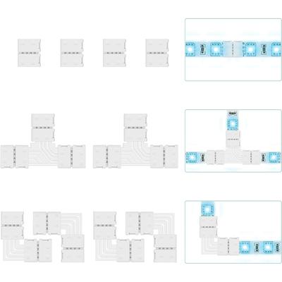 10 Stück I/L/T/Kreuzform Lötlos Klick-Down 4-Pin Leiter LED-Streifenverbinder für Schnelle Verteilerverbindung von 10mm Breite