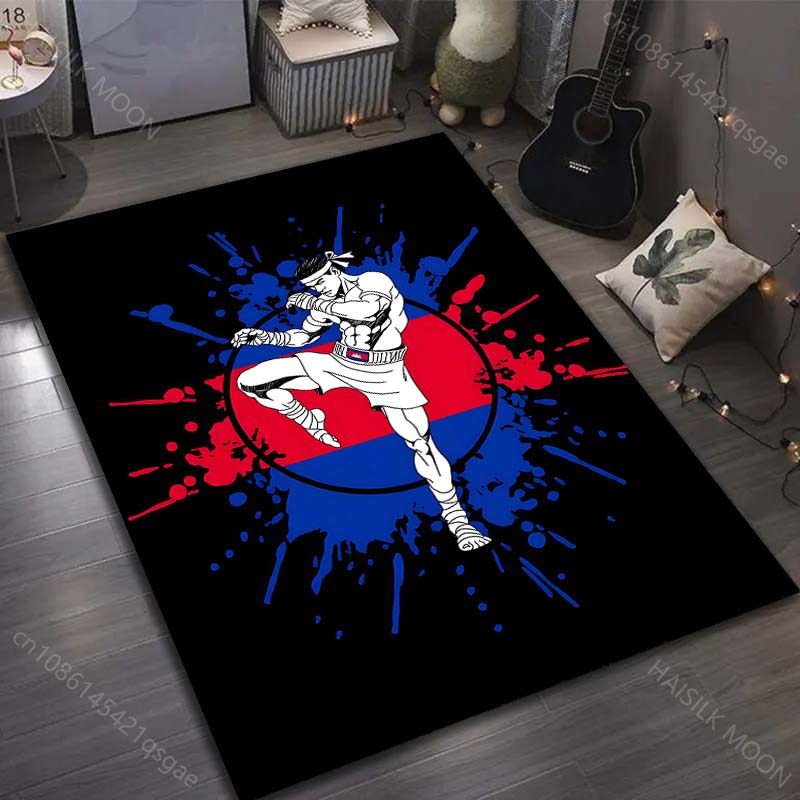 Muay Thai Fighting Print Carpet for Bedroom Living Room Bedside Sofa Floor Mat Modern Home Decor Area Rug Large Size