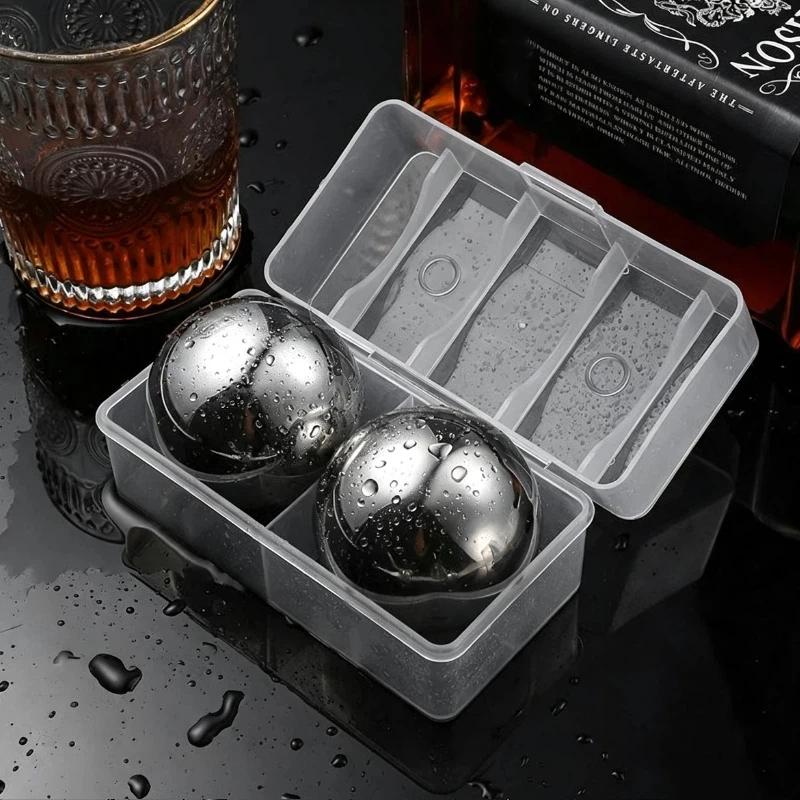 38/55MM Stainless Steel Ice Balls Reusable Round Metal Cooling Cubes Food Safe for Home Bar  Drinks