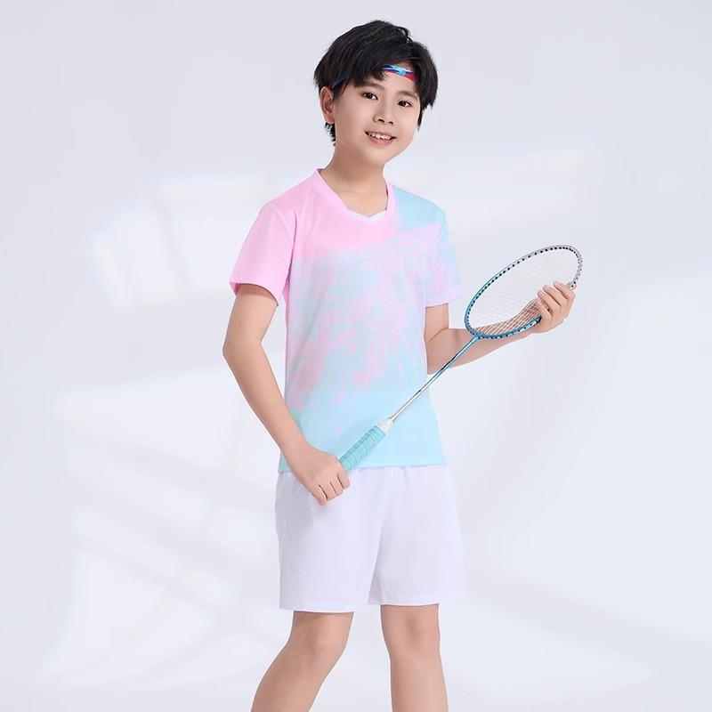 Custom Printed Quick-Dry Badminton Shirt Kids Unisex Sport Top Tennis Pickleball Training Competition Wear