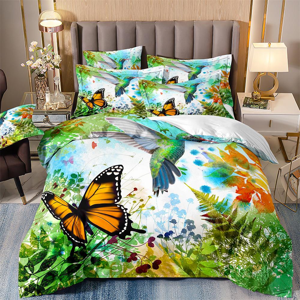 

Double Duvet Cover And Pillowcases For Girls,Flamingo And Parrot Bedding,Bird Flowers And Trees Print,Dropship Wholesale,200x200 EU single(135x200cm)