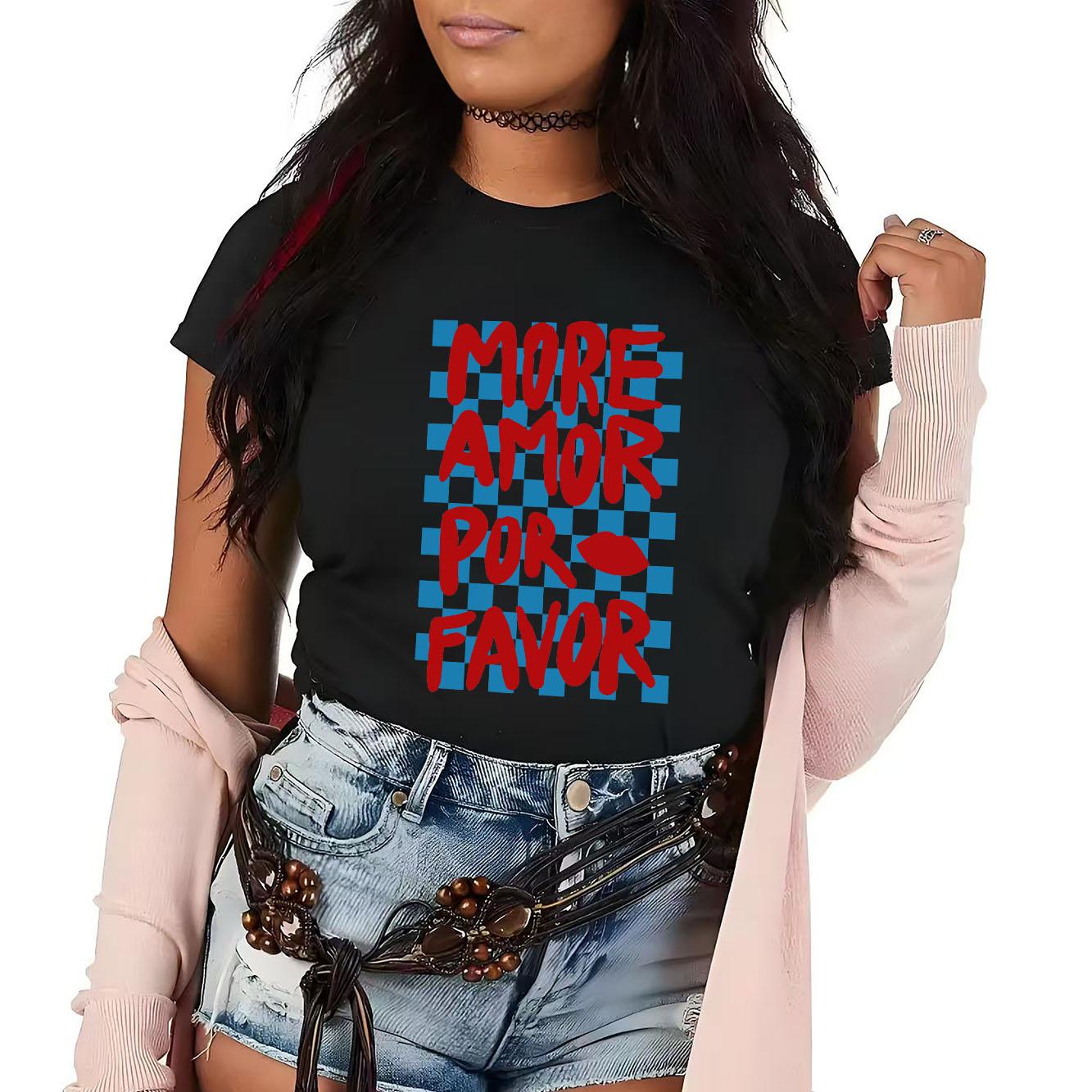

Fashionable letter printed Tshirt casual short sleeved suitable for all seasons fashionable versatile Womens Tshirt 4XL