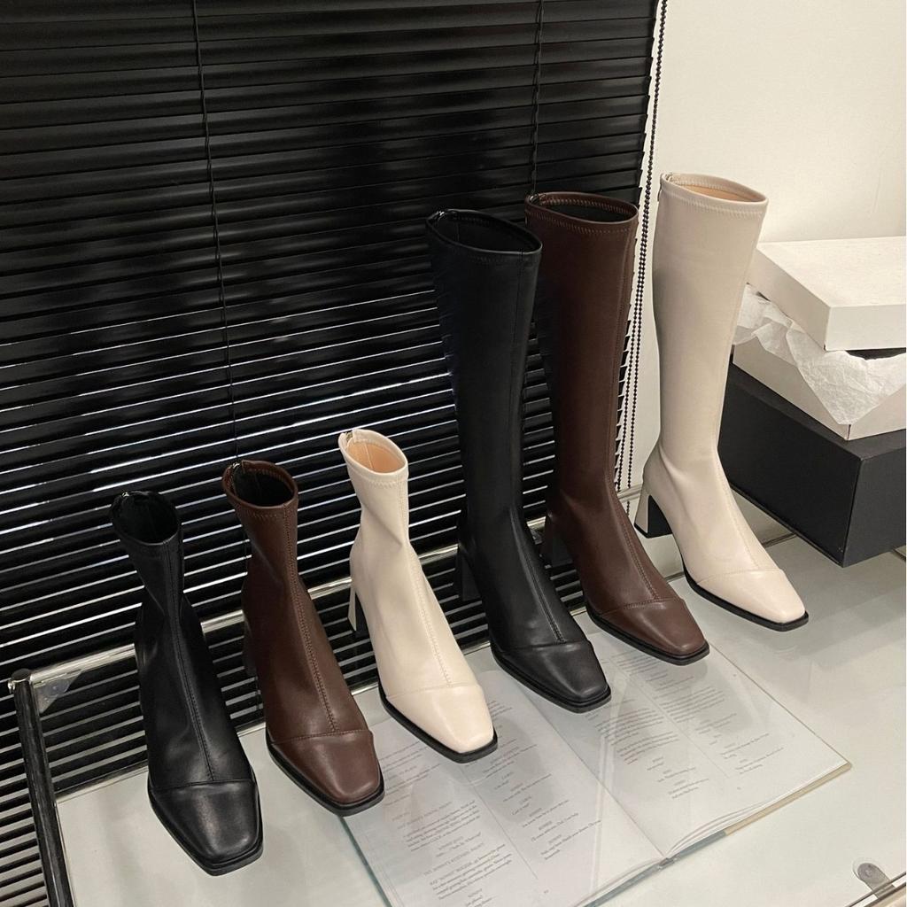 2025 autumn new fashion soft leather thick high heel zipper Chelsea Martin Chelsea Knight women's boots