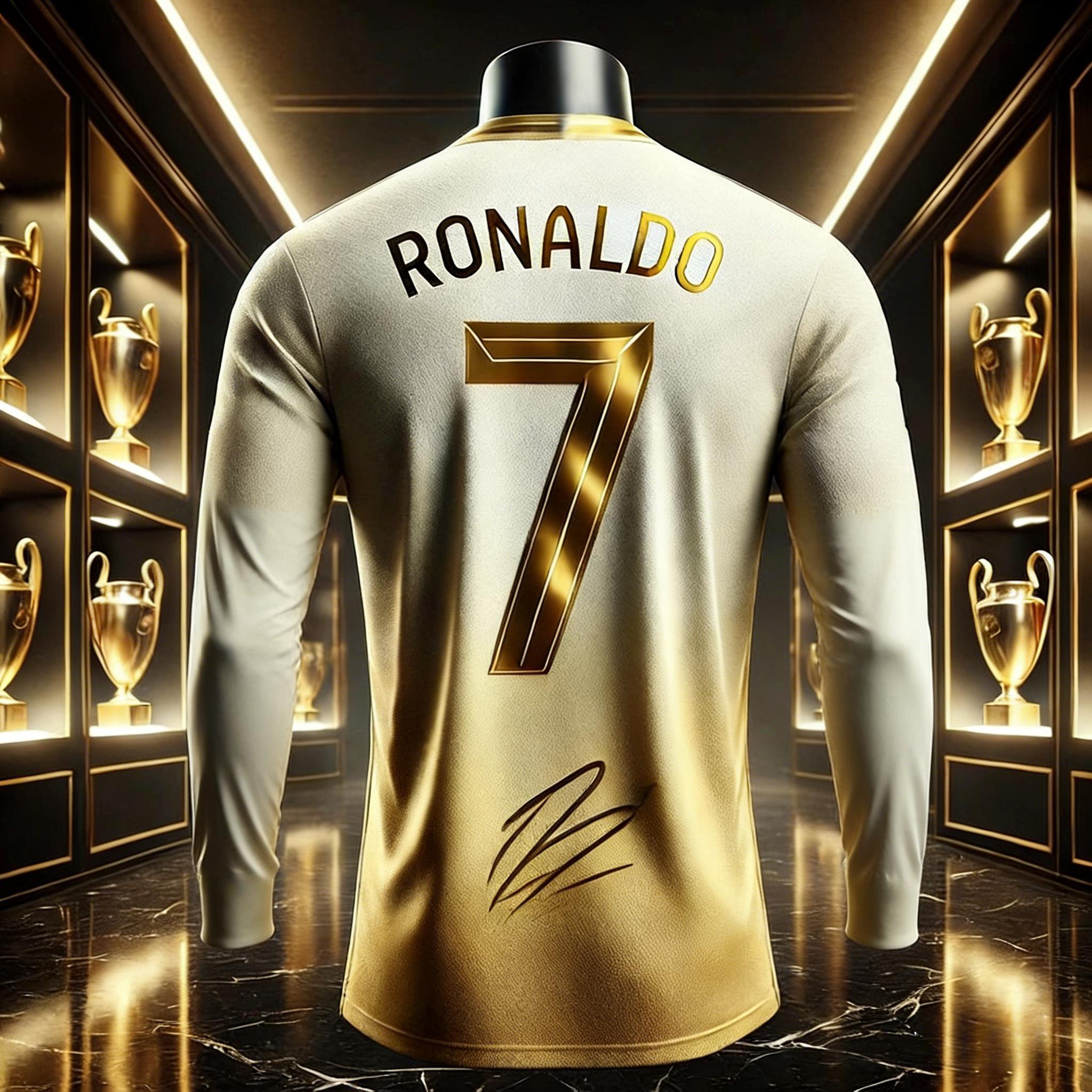Ronaldo Mode Fußball Superstar Gedenk Sporttrikot Täglich Outdoor Atmungsaktiv Langarm Kinder L white