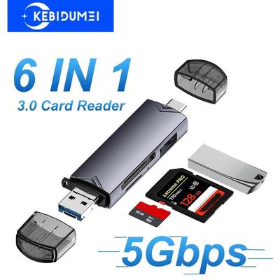 6 v 1 čtečka karet USB 3.0 na Type C Micro USB Univerzální OTG adaptér Multifunkční adaptér SD TF Vysokorychlostní přenos