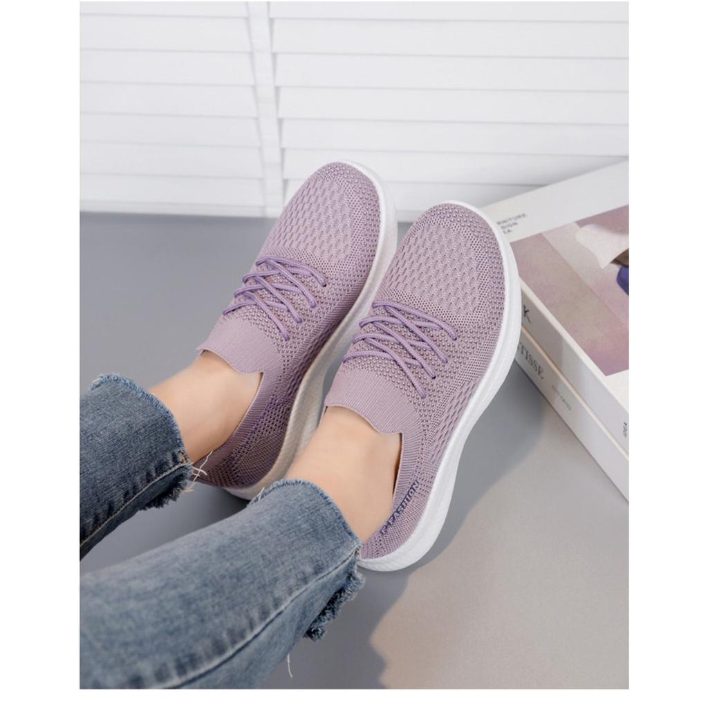 Dámské boty na volný čas, nízké tenisky z prodyšné síťoviny s měkkým podpatkem, volné boty s tkanou podrážkou, boty Tide