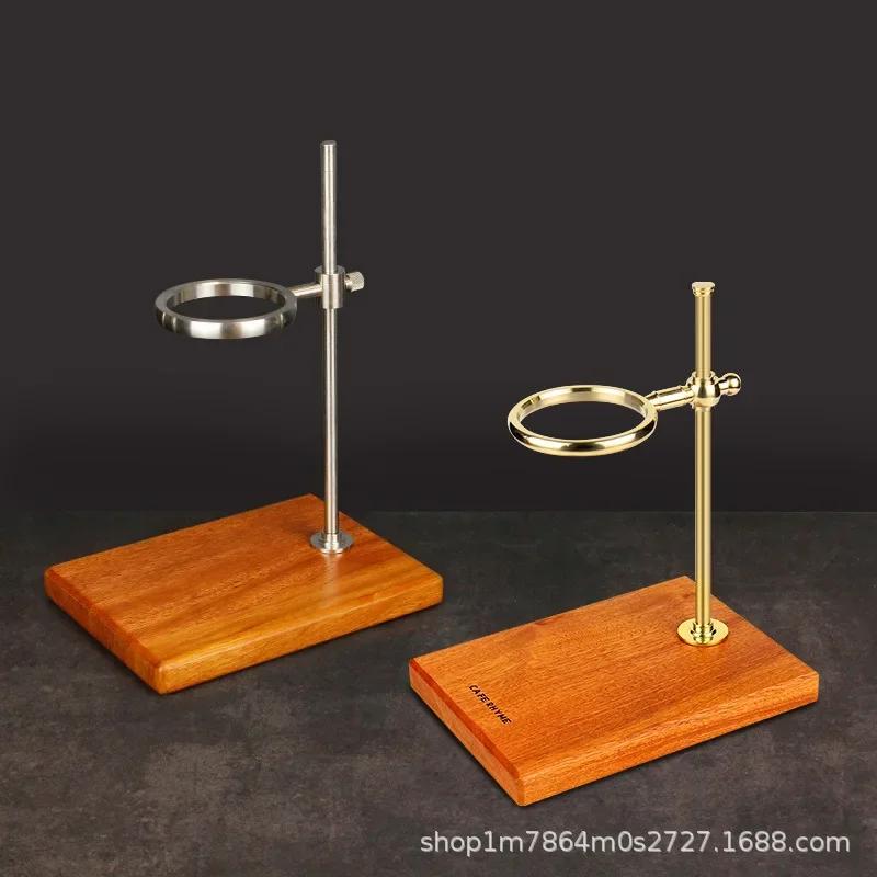 Adjustable Solid Wood Coffee Rack with Retro Filter Cup Holder