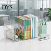 Desktop Document Storage Rack Clear Magazine Holder, 3/4-Compartment Desk Organizer, Vertical Bookend File Space Saving Book Stand for Students Sorter