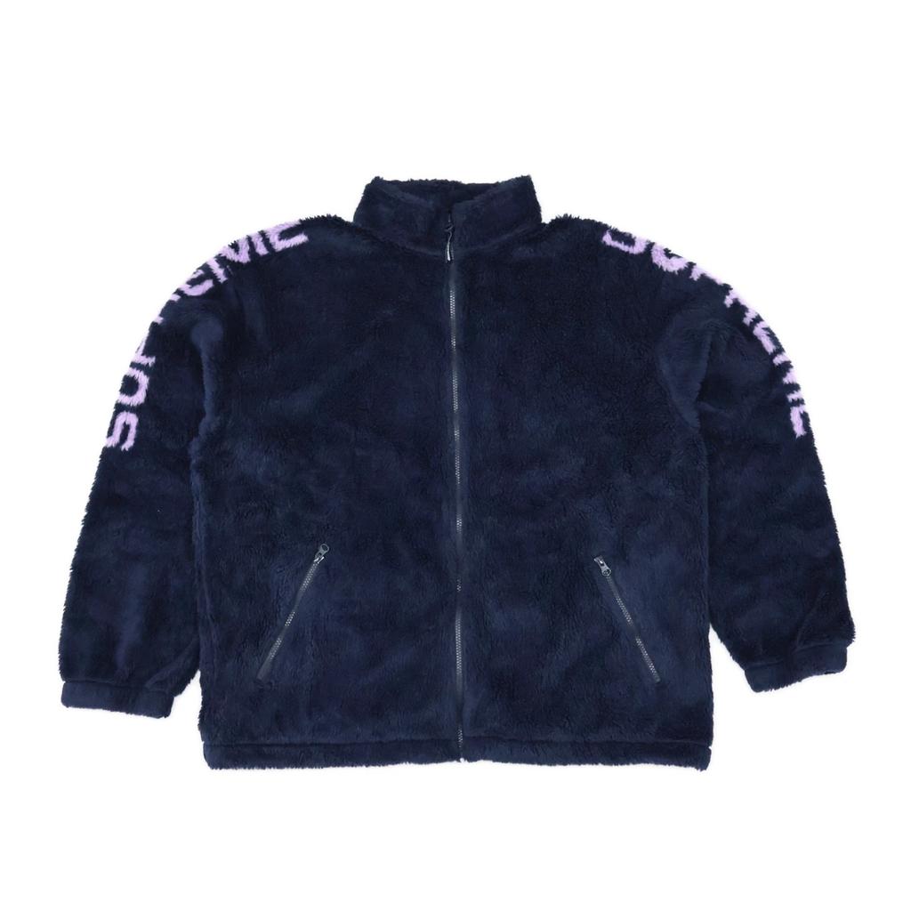 Supreme Shoulder Logo Fleece Jacket Navy