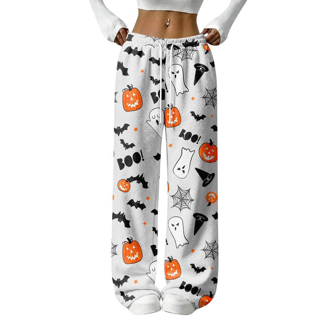 Women's Halloween Flannel Pajama Pants Straight Leg Holiday Loungewear Sleepwear