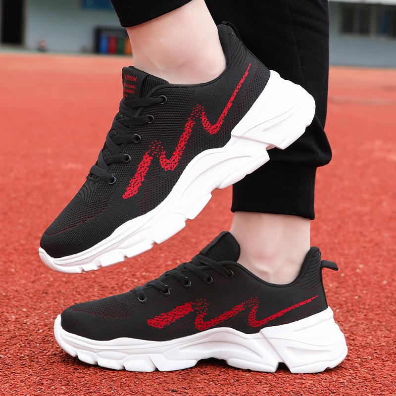 

New mesh black sneakers autumn breathable running shoes casual travel shoes 45