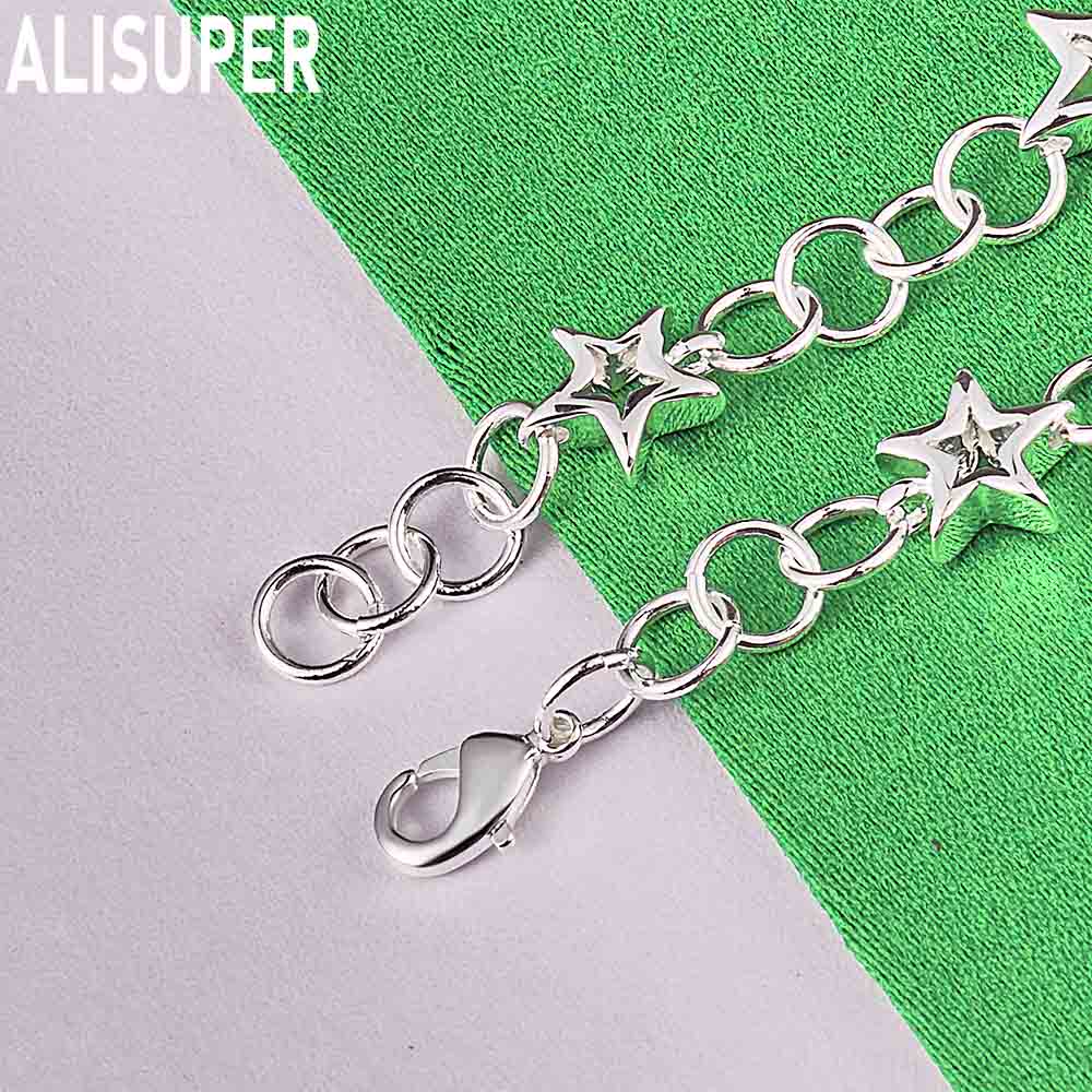 925 Sterling Silver Star-Shaped Side Chain Bracelet Gift Jewelry