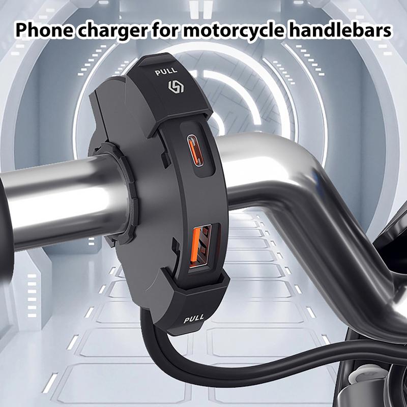 Wasserdichtes Motorrad-Lenkertelefonladegerät, Motorrad-USB-Anschluss mit schneller Aufladung, flexibler USB-Ladeständer vom Typ C