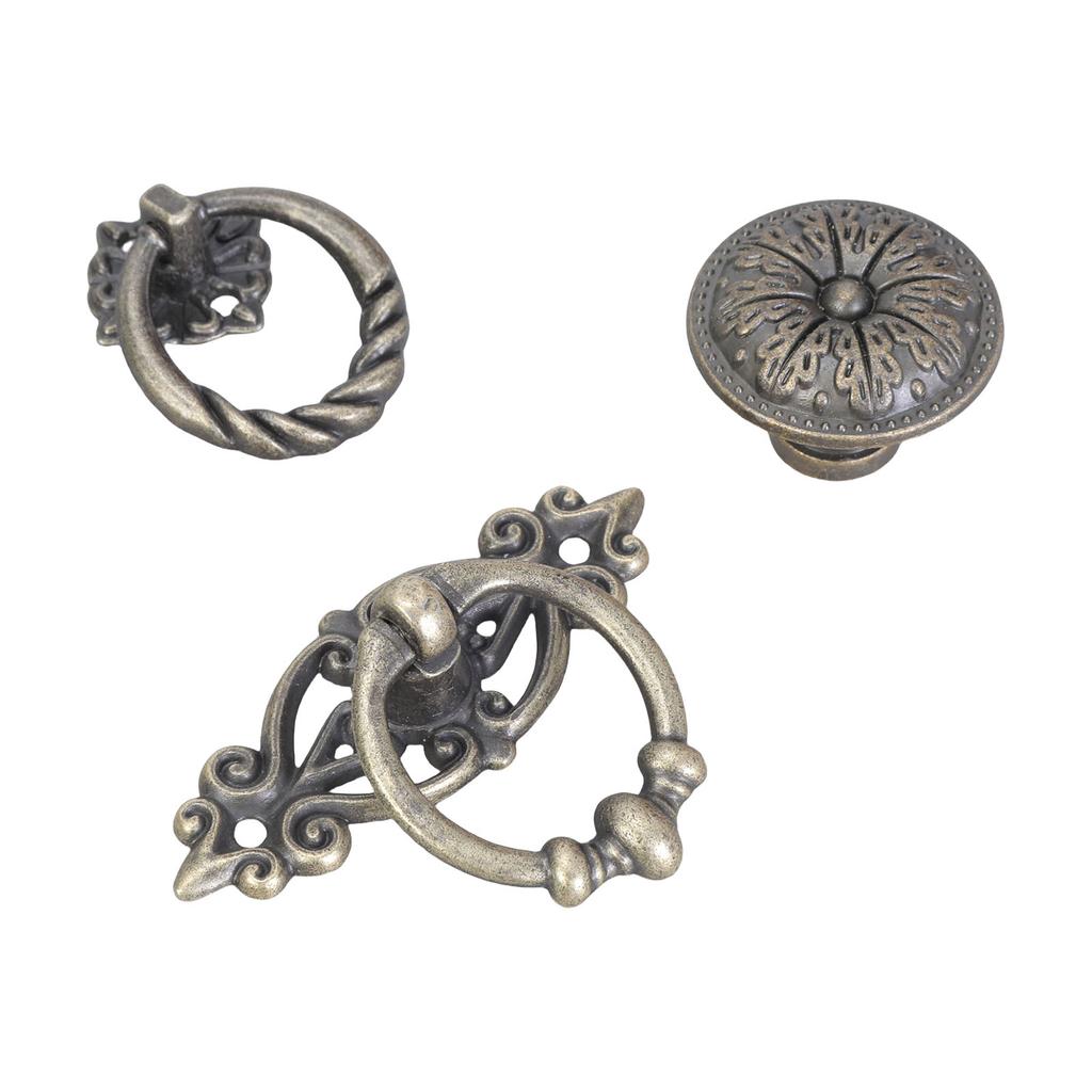 Mânere Antice Metalice pentru Sertare Mânere Inel Vintage Mânere Decorative set Mânere Mobilier Retro set pentru Dulapuri și Debarale