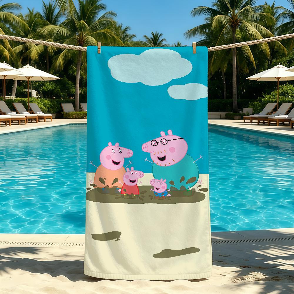 P-Peppa P-Pig Cartoon Towel For Outdoor Camping Beach Towel Super Absorbent Quick-Drying Summer Towel