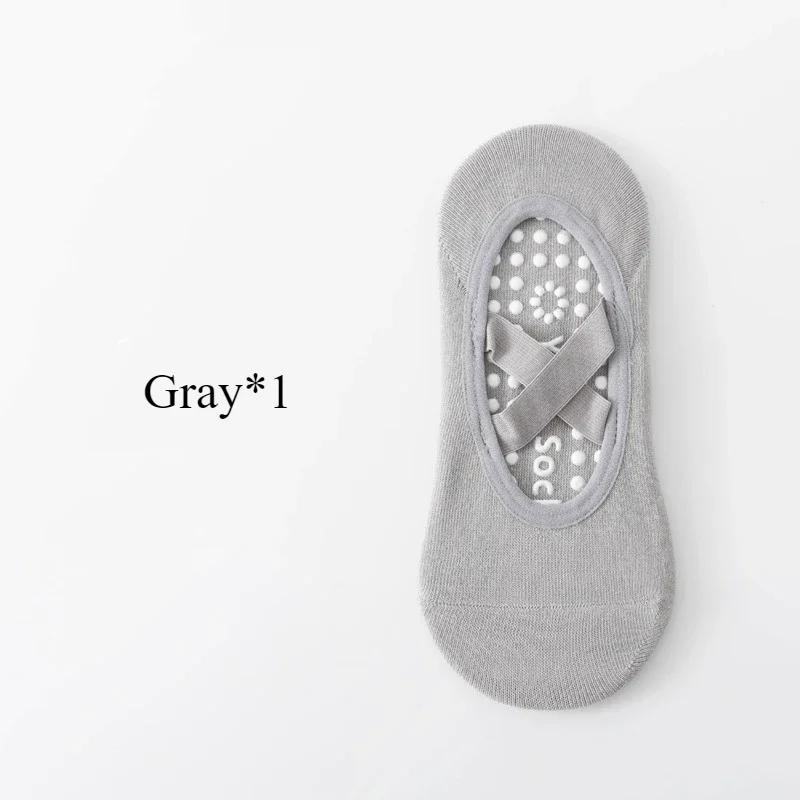 1/ 4Pair Professional Women Yoga Sock Silicone Anti-slip Ballet Pilates Socks Women Backless Breathable Bandage Yoga Sport Socks