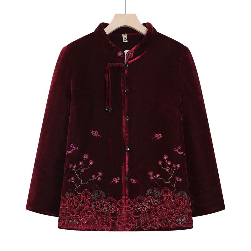 Elderly Women's New Chinese Style Gold Velvet Long Sleeve Top